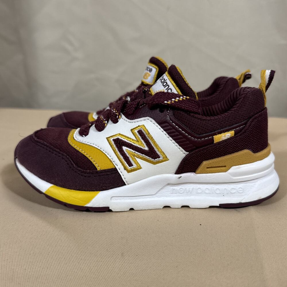 New Balance 997H Kids Shoes Size 11.5 Burgundy Gold White Sneakers Athletic